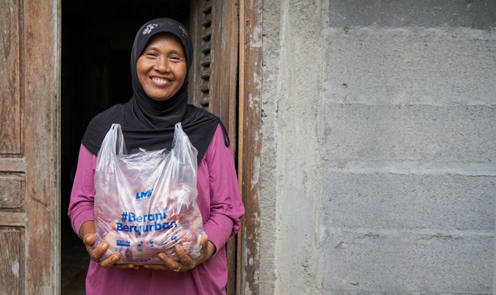 Woman holding donation box